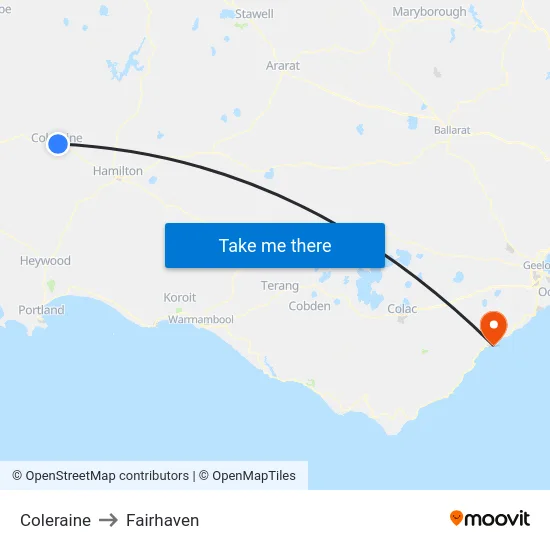 Coleraine to Fairhaven map