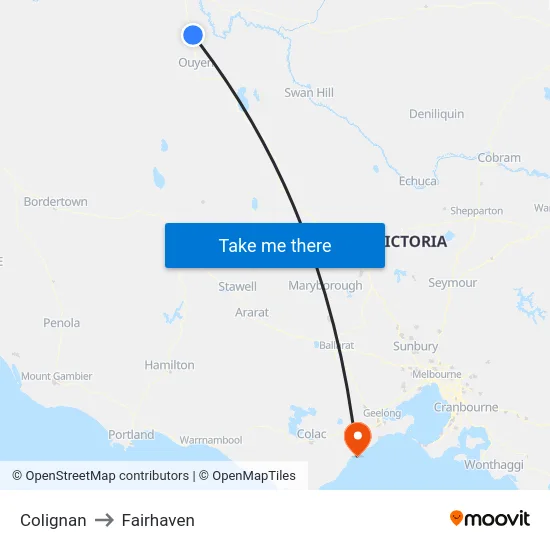 Colignan to Fairhaven map