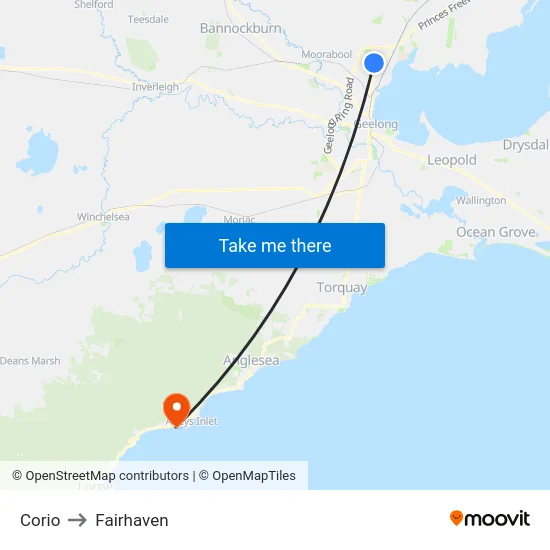 Corio to Fairhaven map