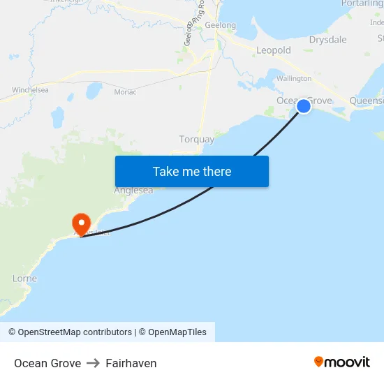 Ocean Grove to Fairhaven map