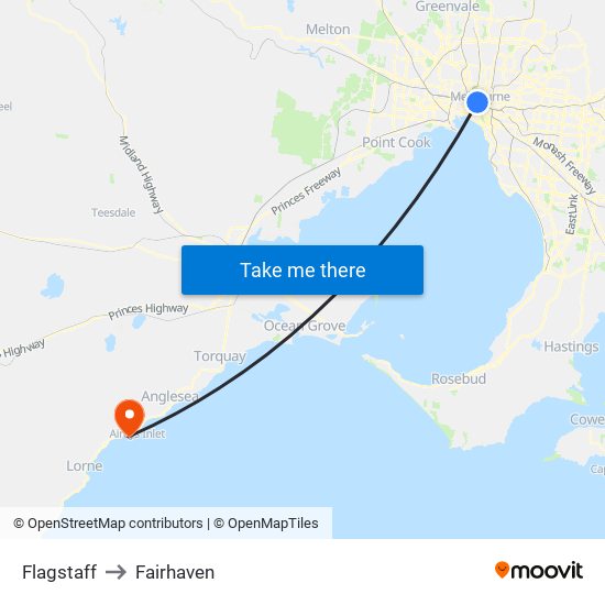 Flagstaff to Fairhaven map