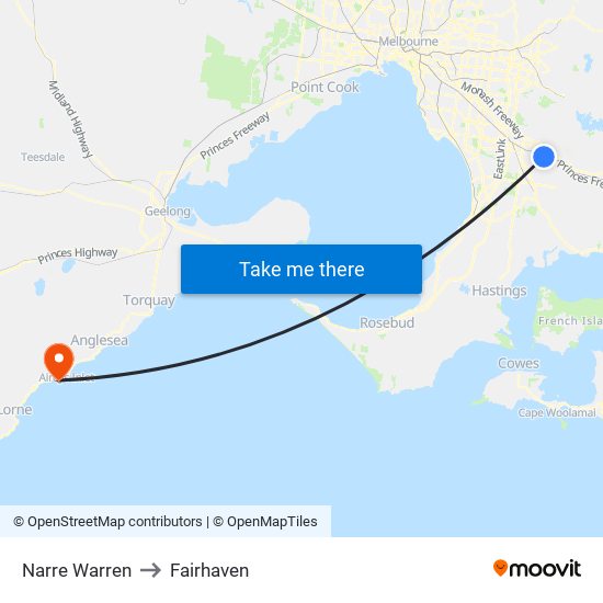 Narre Warren to Fairhaven map