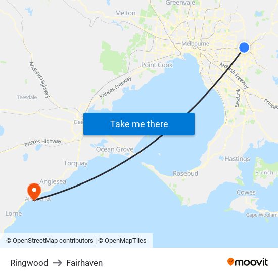 Ringwood to Fairhaven map