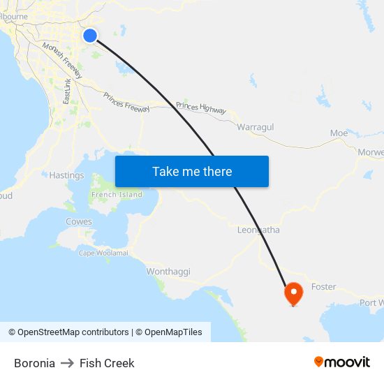 Boronia to Fish Creek map