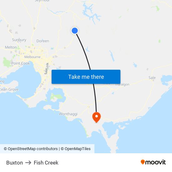 Buxton to Fish Creek map