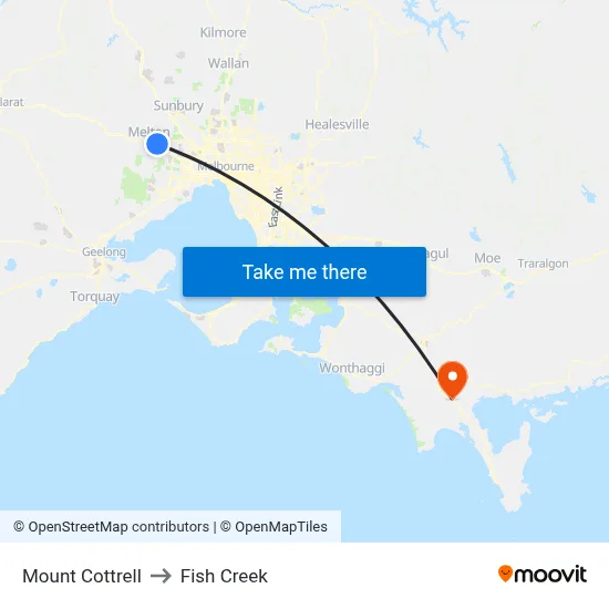 Mount Cottrell to Fish Creek map
