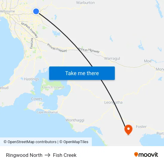 Ringwood North to Fish Creek map