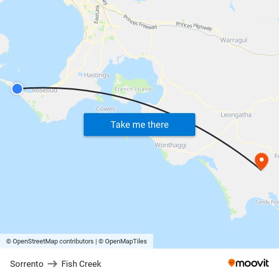 Sorrento to Fish Creek map