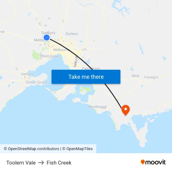 Toolern Vale to Fish Creek map