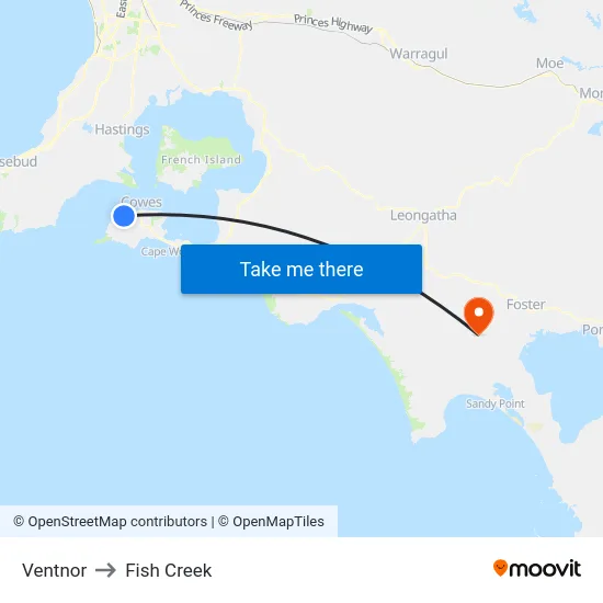 Ventnor to Fish Creek map