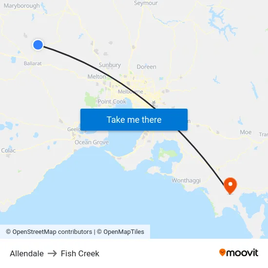 Allendale to Fish Creek map
