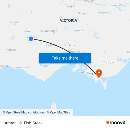Ararat to Fish Creek map