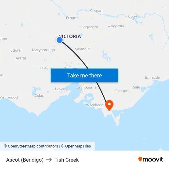 Ascot (Bendigo) to Fish Creek map
