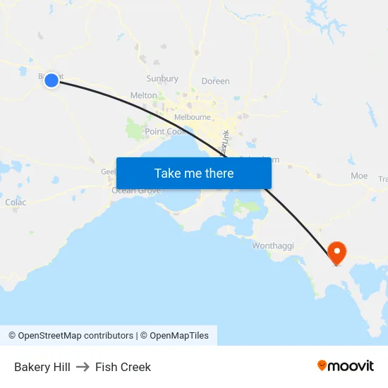 Bakery Hill to Fish Creek map