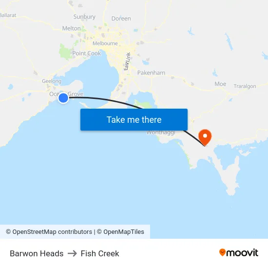 Barwon Heads to Fish Creek map