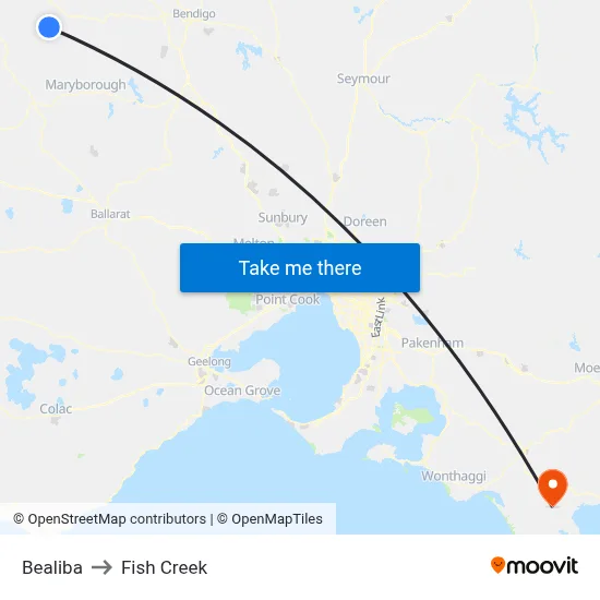 Bealiba to Fish Creek map