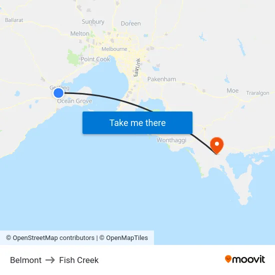Belmont to Fish Creek map