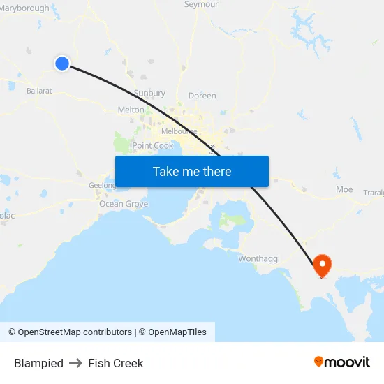 Blampied to Fish Creek map