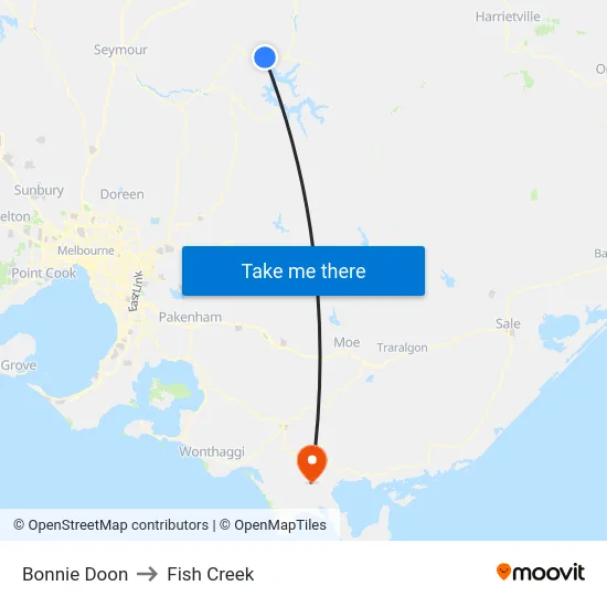 Bonnie Doon to Fish Creek map