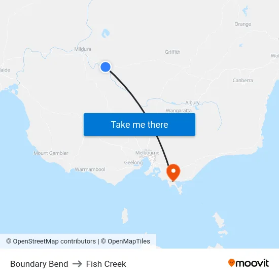 Boundary Bend to Fish Creek map