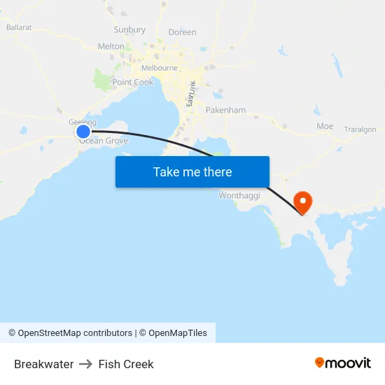 Breakwater to Fish Creek map