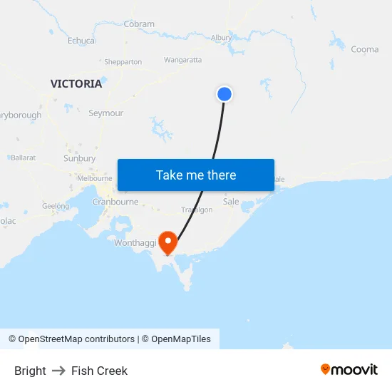 Bright to Fish Creek map