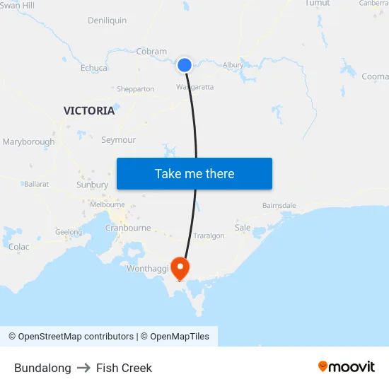 Bundalong to Fish Creek map