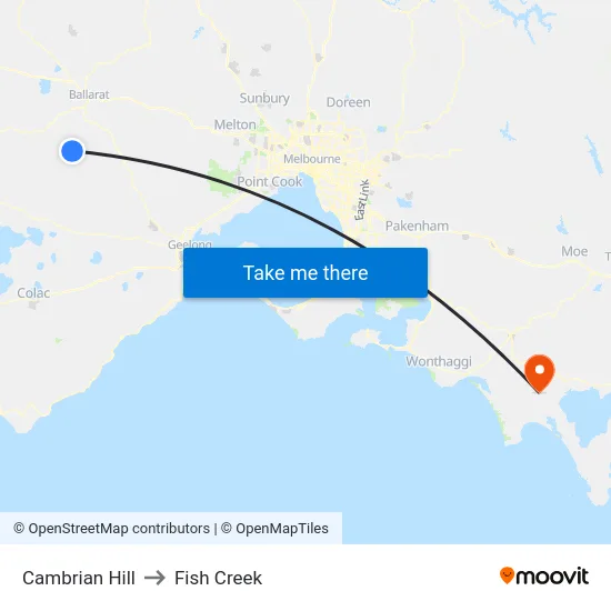 Cambrian Hill to Fish Creek map