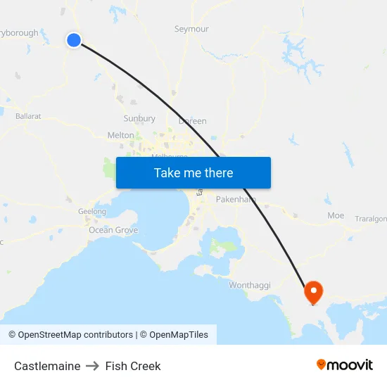 Castlemaine to Fish Creek map
