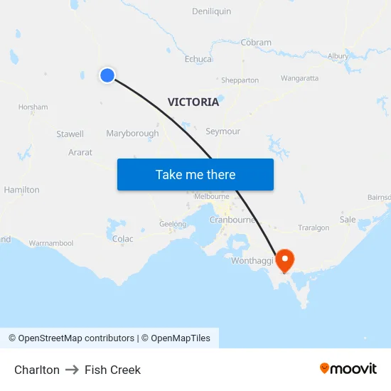 Charlton to Fish Creek map