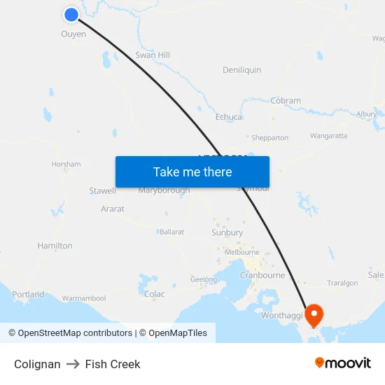 Colignan to Fish Creek map