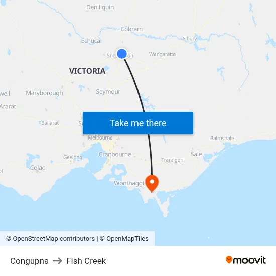 Congupna to Fish Creek map