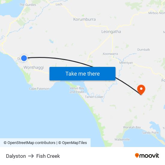 Dalyston to Fish Creek map