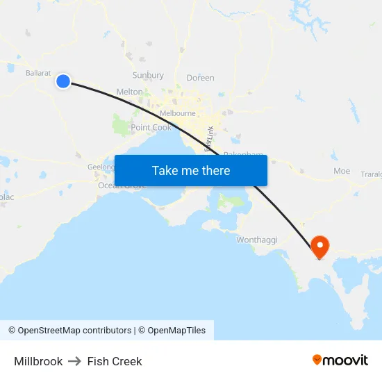 Millbrook to Fish Creek map