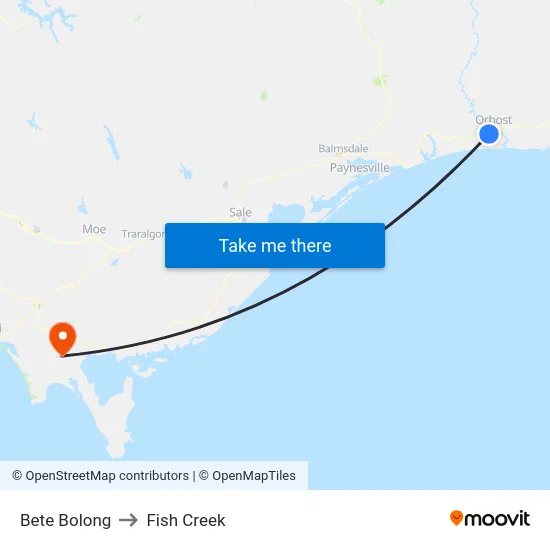 Bete Bolong to Fish Creek map