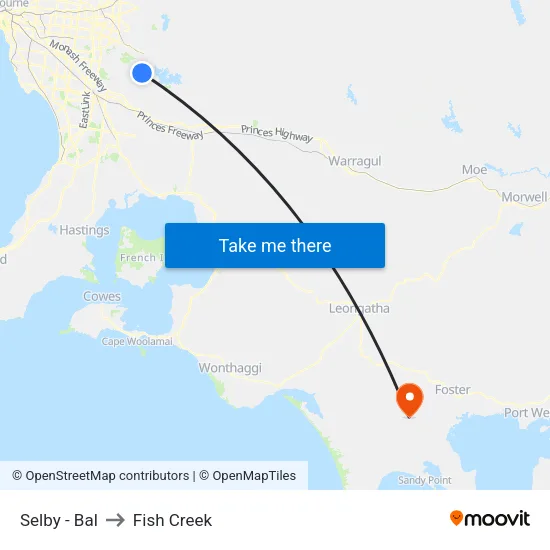 Selby - Bal to Fish Creek map