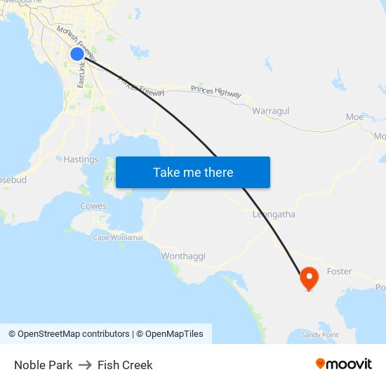 Noble Park to Fish Creek map