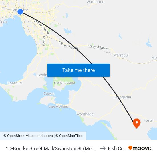 10-Bourke Street Mall/Swanston St (Melbourne City) to Fish Creek map