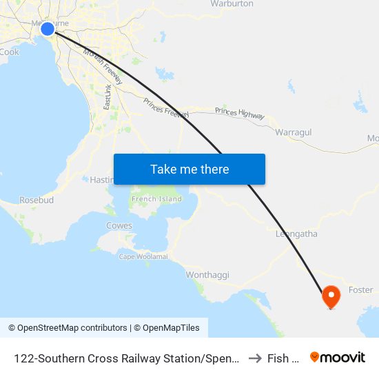 122-Southern Cross Railway Station/Spencer St (Melbourne City) to Fish Creek map