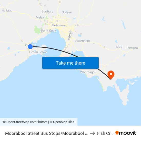 Moorabool Street Bus Stops/Moorabool St (Geelong) to Fish Creek map