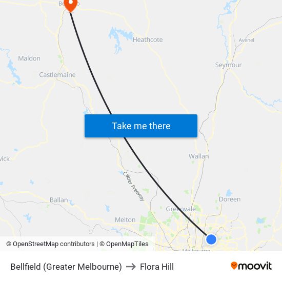 Bellfield (Greater Melbourne) to Flora Hill map