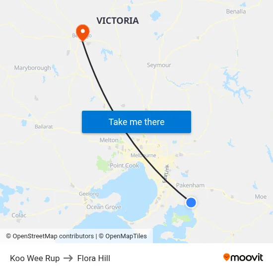 Koo Wee Rup to Flora Hill map