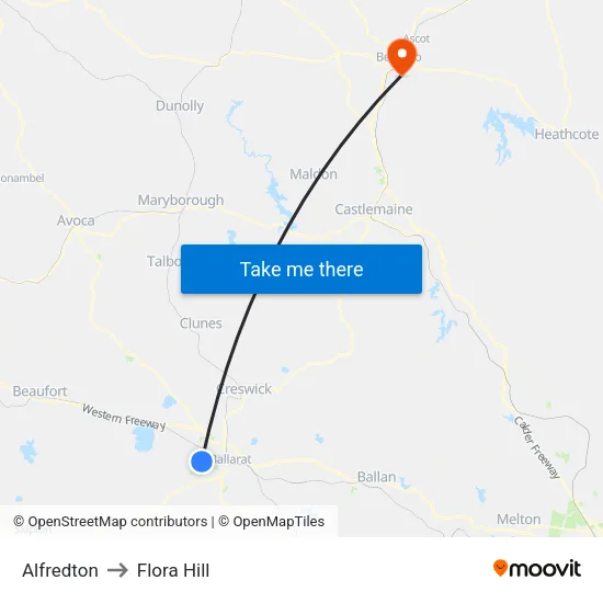 Alfredton to Flora Hill map