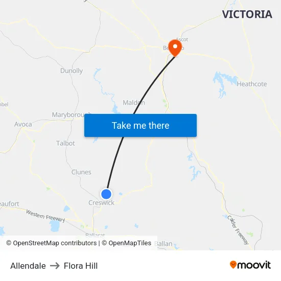 Allendale to Flora Hill map