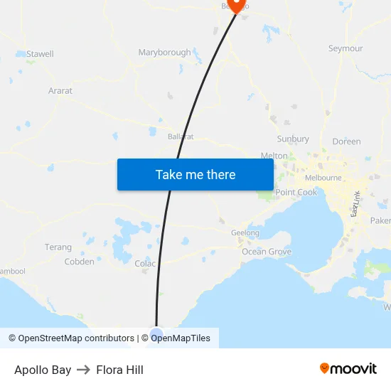 Apollo Bay to Flora Hill map