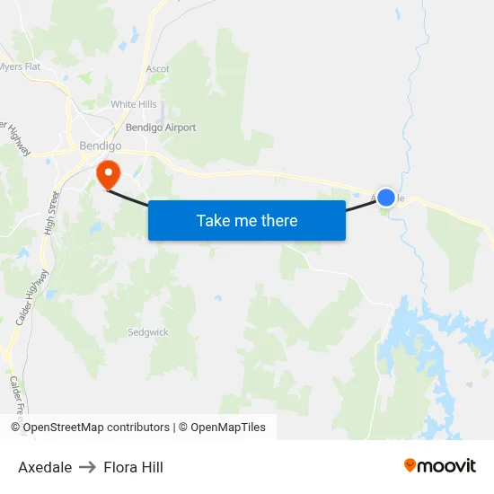 Axedale to Flora Hill map