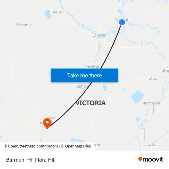 Barmah to Flora Hill map