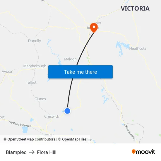 Blampied to Flora Hill map