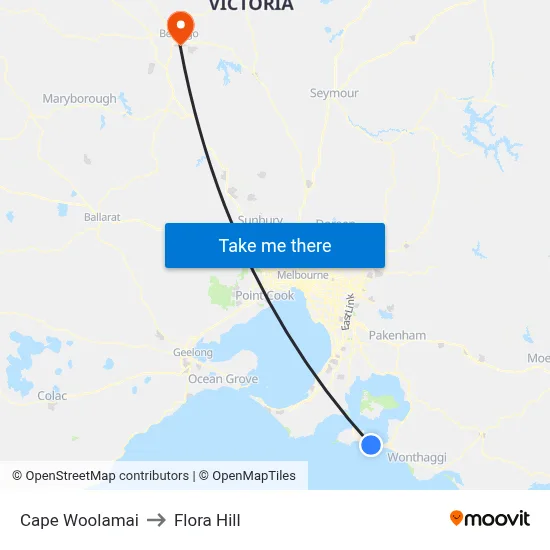 Cape Woolamai to Flora Hill map
