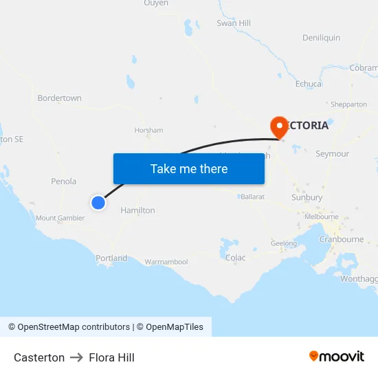 Casterton to Flora Hill map